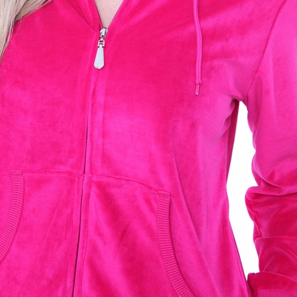 Plus Velour 2 Piece Warm-up Set Fuchsia PS2828-03 - Picture 5 of 8